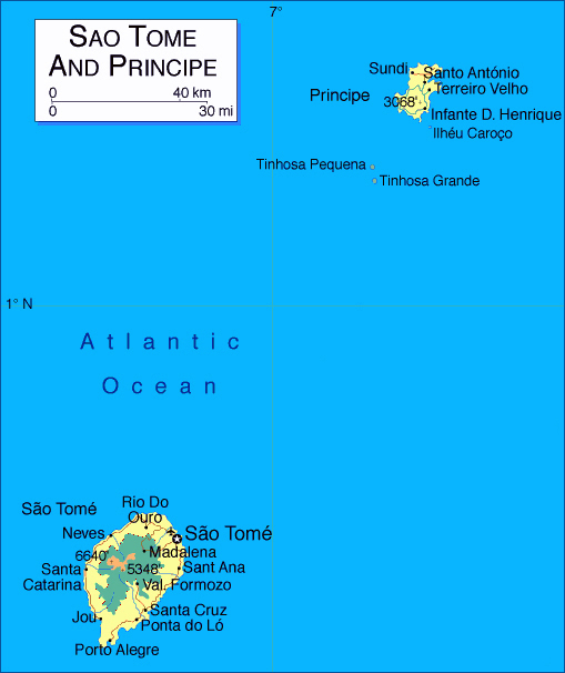 Detailed map of Sao Tome and Principe. Sao Tome and Principe detailed map.